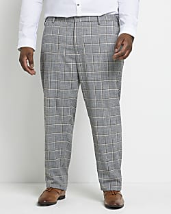 Big & Tall Grey slim fit check suit trousers