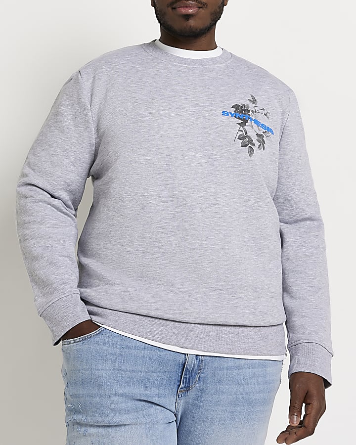 Big & Tall grey slim fit graphic sweatshirt