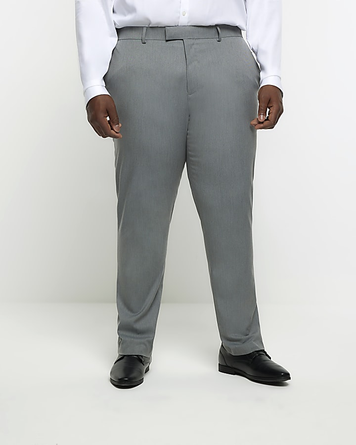 Big & Tall grey slim fit suit trousers