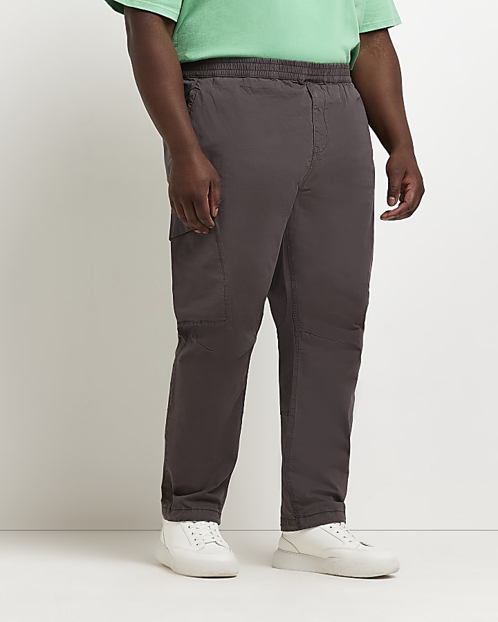 Big & Tall grey washed cargo trousers