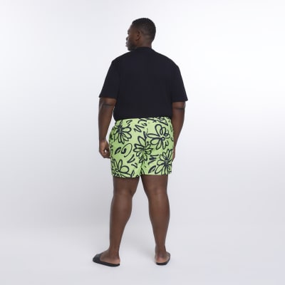 Big & Tall lime floral textured swim shorts