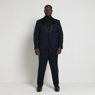 Big & Tall Navy Slim fit Tuxedo suit Jacket River Island
