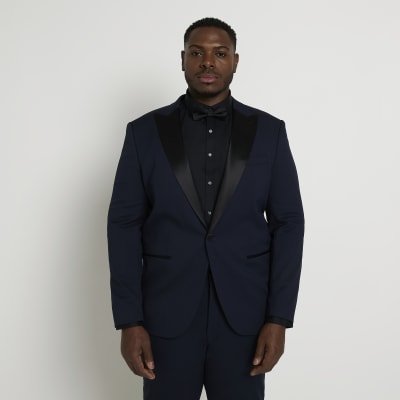 Big & Tall Navy Slim fit Tuxedo suit Jacket River Island