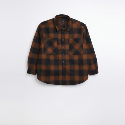 Big & Tall orange oversized fit check shacket