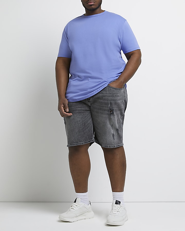 Big & Tall Purple curved hem slim fit t-shirt