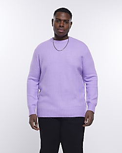 Big & Tall purple slim fit soft touch jumper