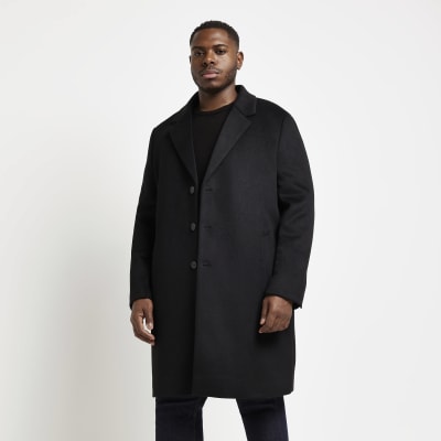 Big & Tall regular fit wool overcoat | River Island