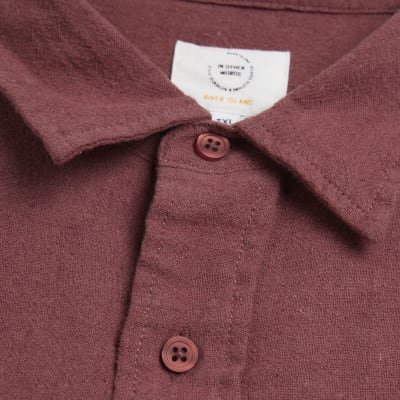 Big & Tall rust regular fit linen blend shirt
