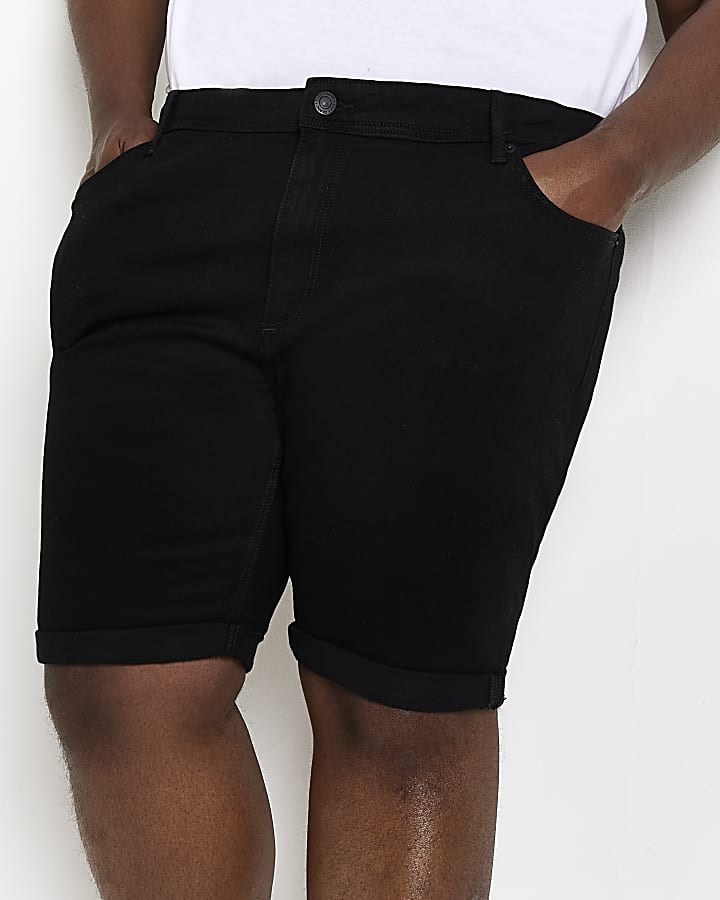 Big & Tall skinny fit black Denim Shorts