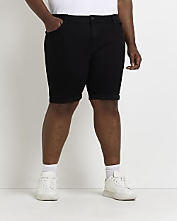 Big & Tall skinny fit black Denim Shorts