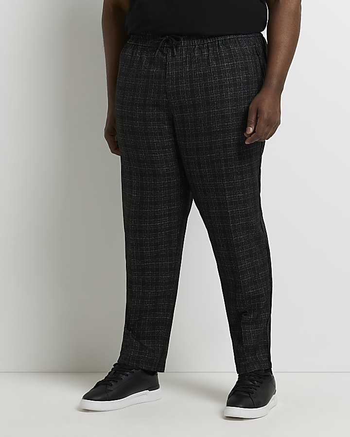 Big & Tall Slim fit Black Check trousers