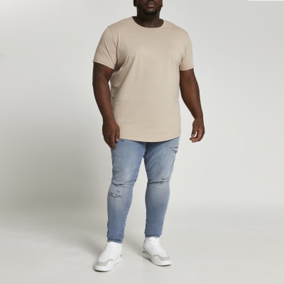Big & Tall stone curved hem slim fit t-shirt