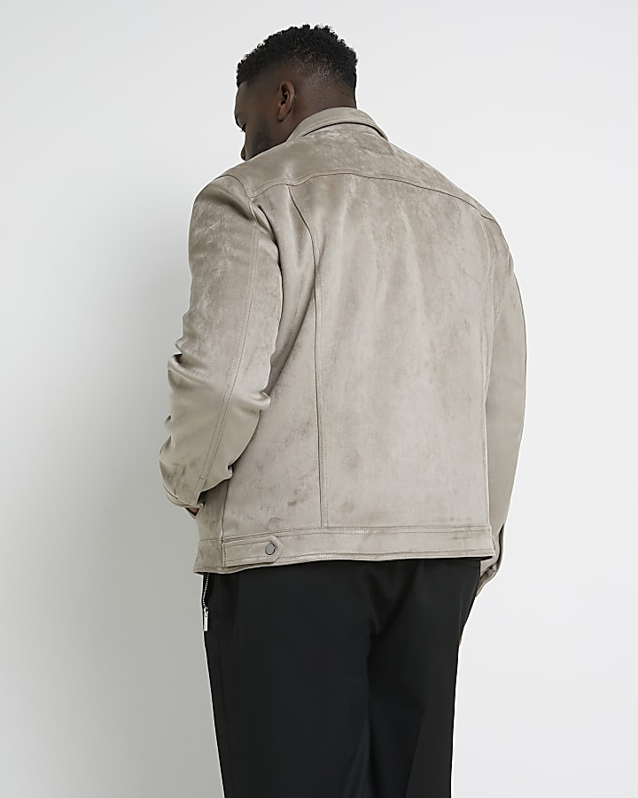 Big & Tall stone Suedette jacket