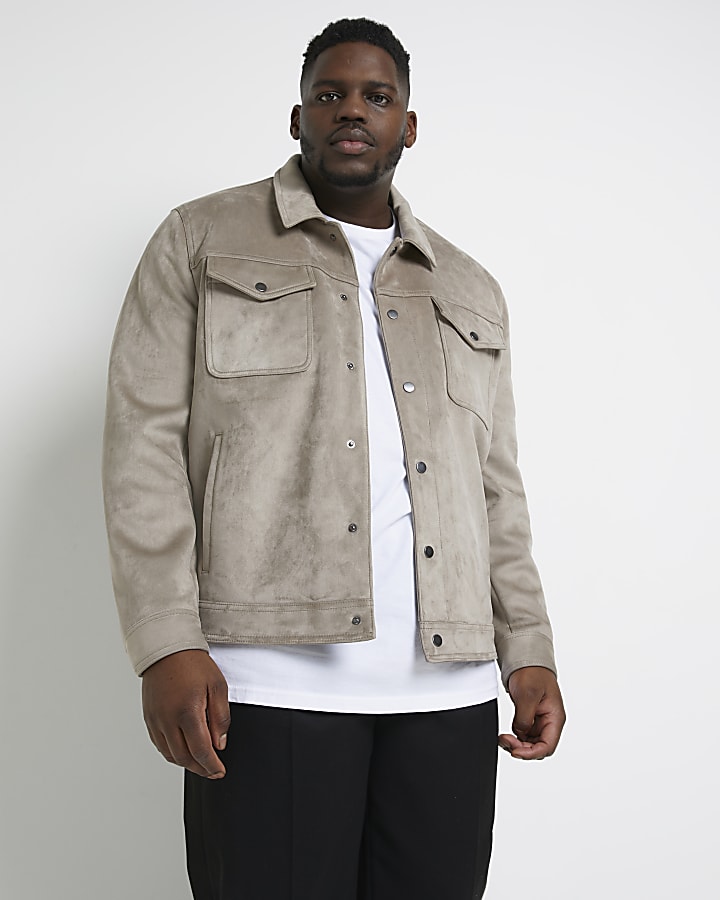 Big & Tall stone Suedette jacket