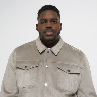 Big & Tall stone Suedette jacket