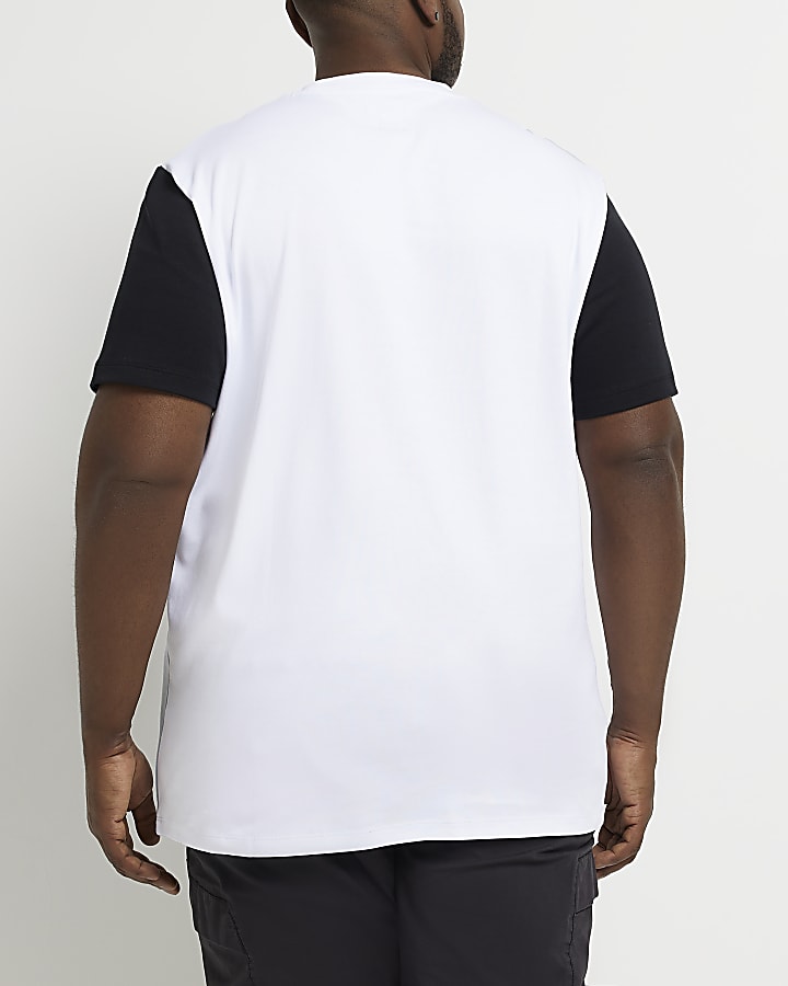 Big & Tall white colour block t-shirt