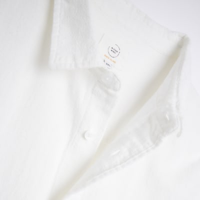 Big & Tall white linen blend shirt