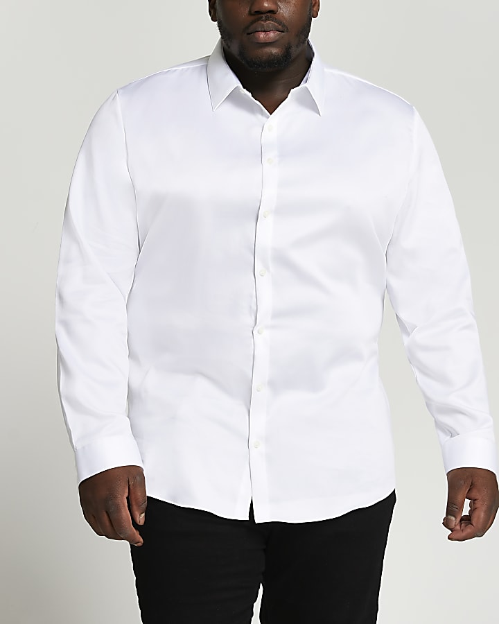 Big & Tall white slim fir easy iron shirt
