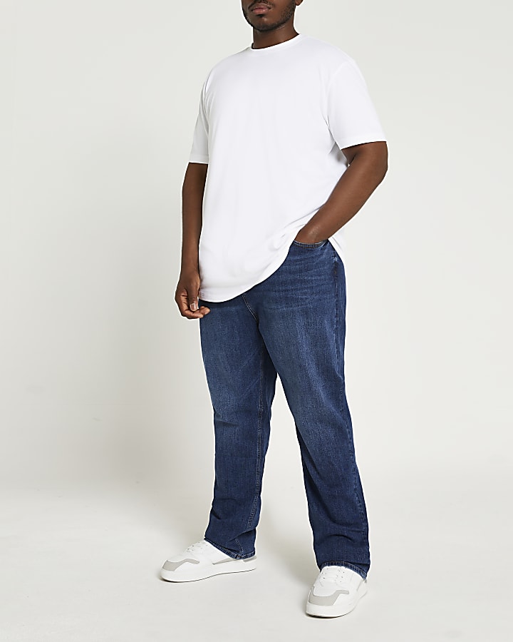 Big & tall white slim fit curved hem t-shirt