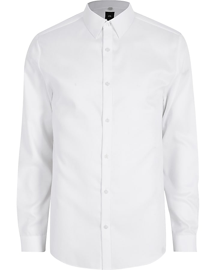 Big & Tall white slim fit easy iron shirt