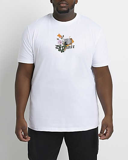 Big & tall white slim fit graphic t-shirt