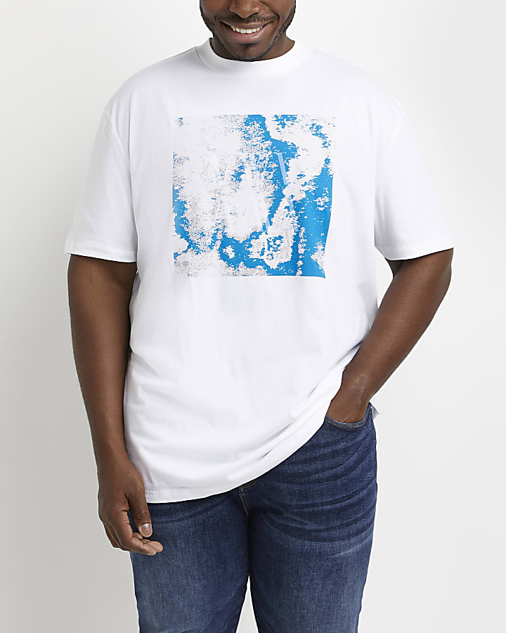 Big & tall white slim fit graphic t-shirt