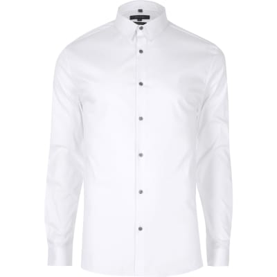 Mens white dress hot sale shirts big and tall