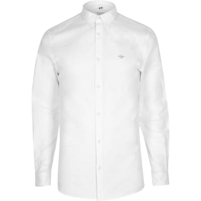Big & Tall white slim fit Oxford shirt River Island