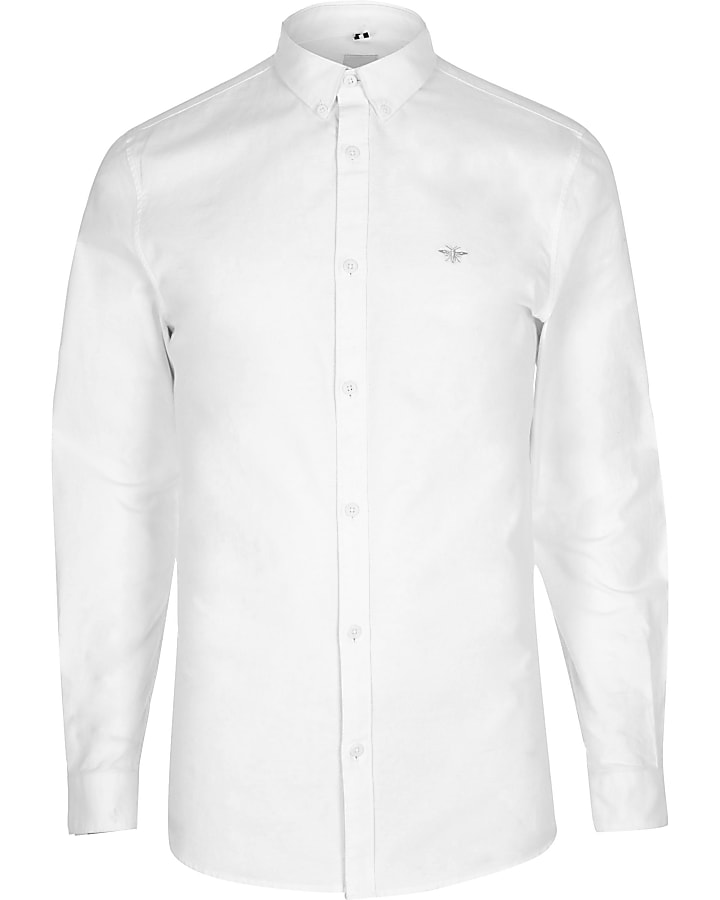 Big & Tall white slim fit Oxford shirt