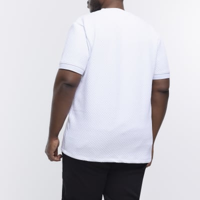 Big & Tall white slim fit quilted t-shirt