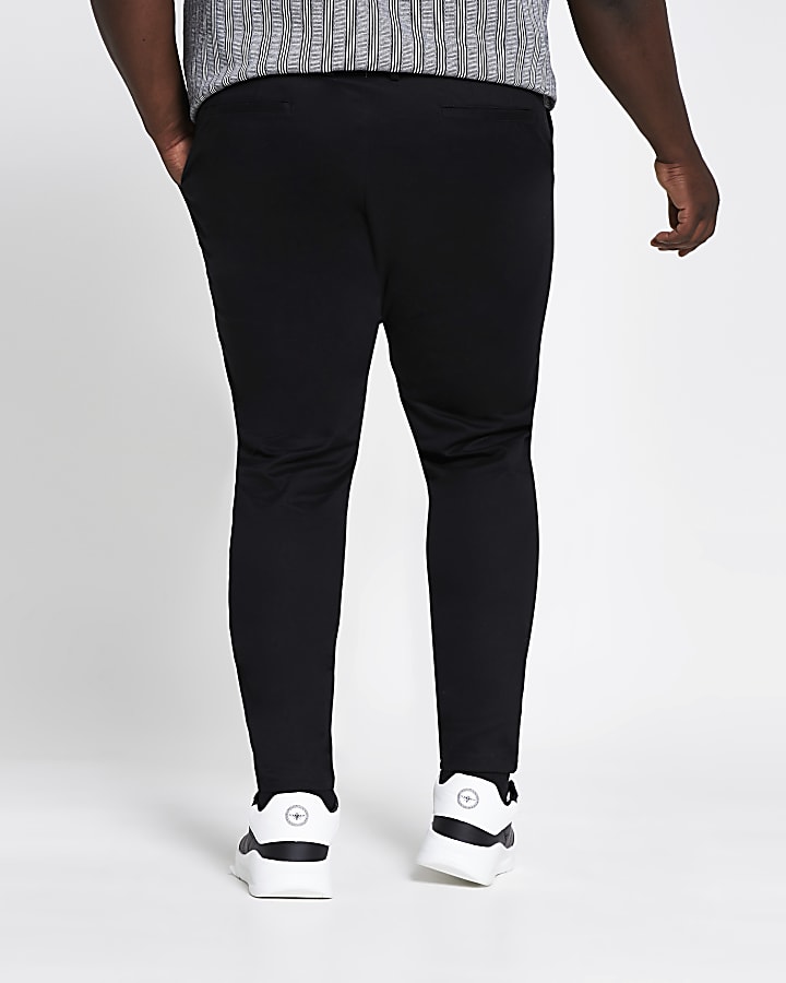 Big and Tall black skinny fit chino trousers
