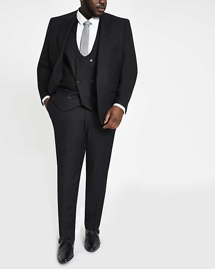 Big and Tall black skinny fit suit trousers