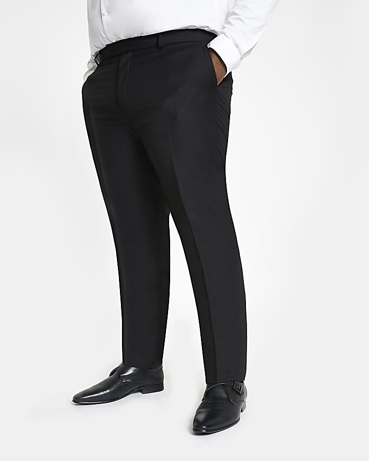 Big and Tall black skinny fit suit trousers