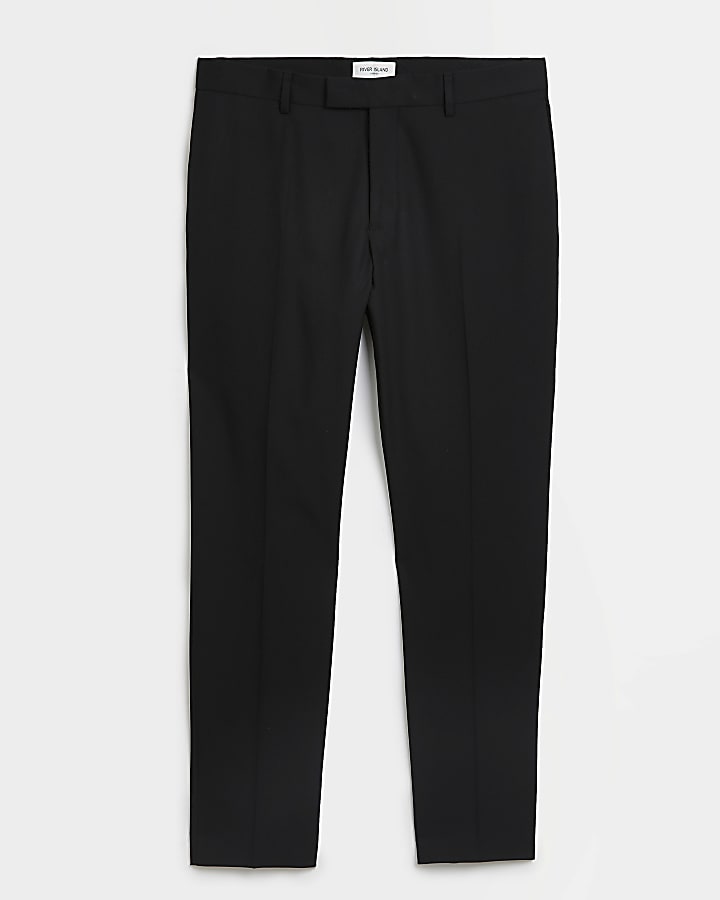 Big & tall black skinny fit suit trousers