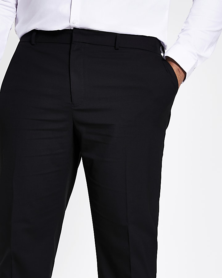 Big and Tall black slim fit smart trousers