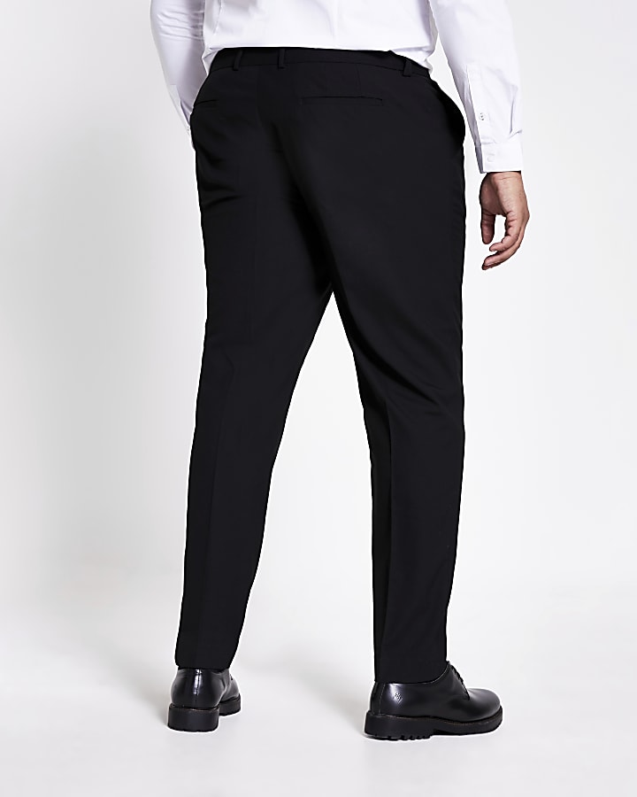 Big and Tall black slim fit smart trousers