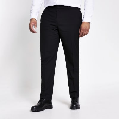 long leg slim fit black trousers