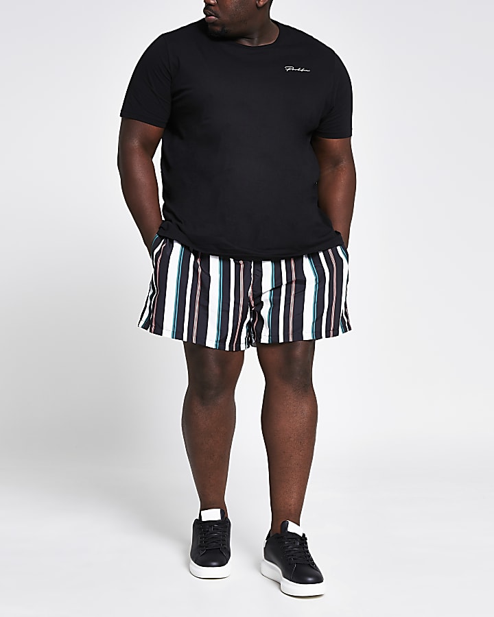 Big and Tall black stripe swim shorts