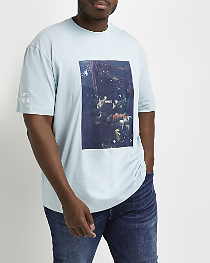 Big & tall blue regular fit graphic t-shirt