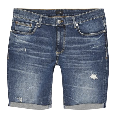 river island mens jean shorts