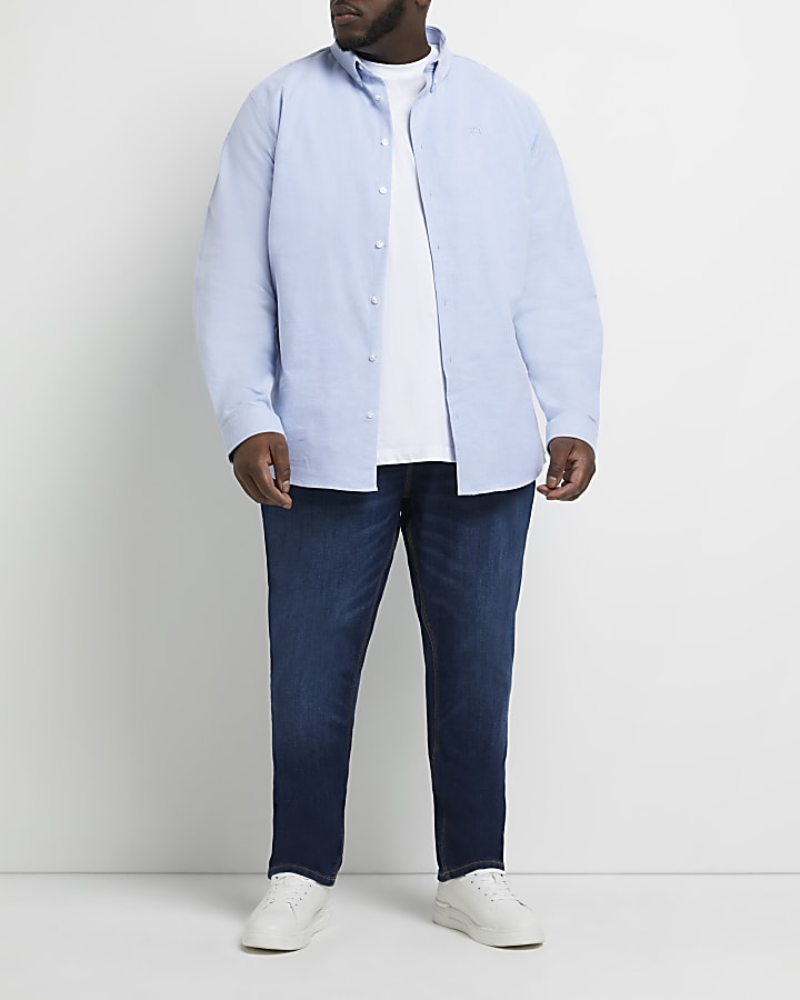 Big & tall blue RR slim fit Oxford shirt