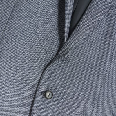 Big and Tall Blue skinny dogtooth suit jacket River Island