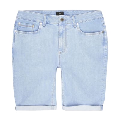 Big and Tall bright blue skinny fit shorts | River Island