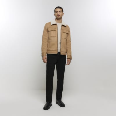 Men's big and hot sale tall shearling coat