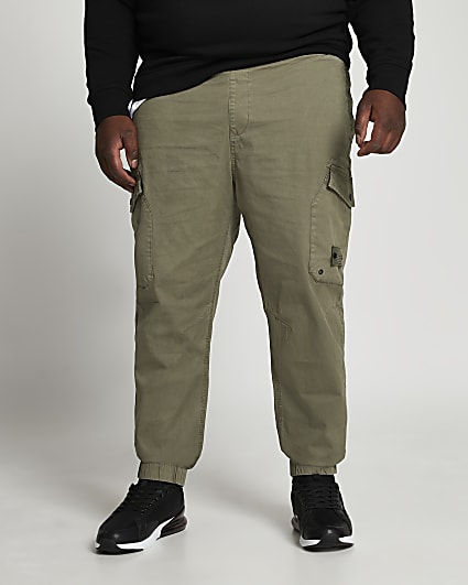 Big & Tall green washed cargo trousers