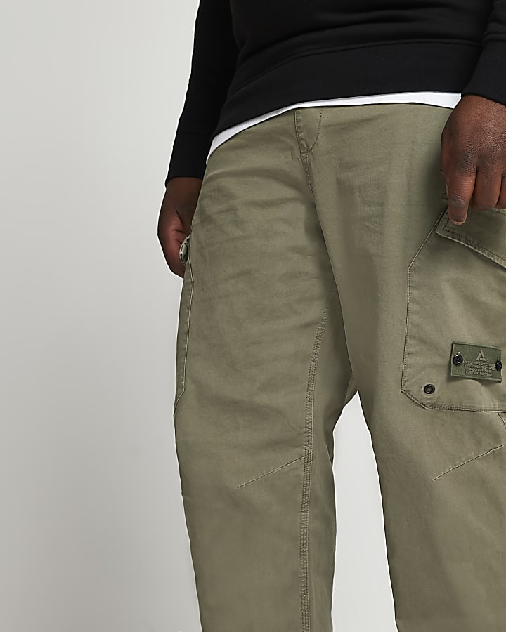 Big & Tall green washed cargo trousers