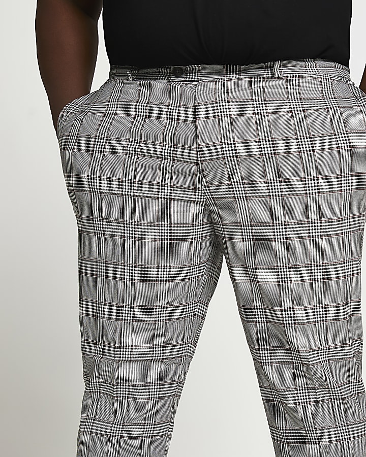 Big & Tall grey check skinny fit trousers