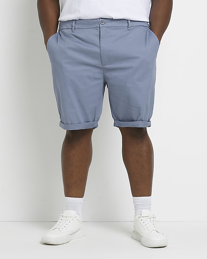 Big and Tall grey skinny fit chino shorts