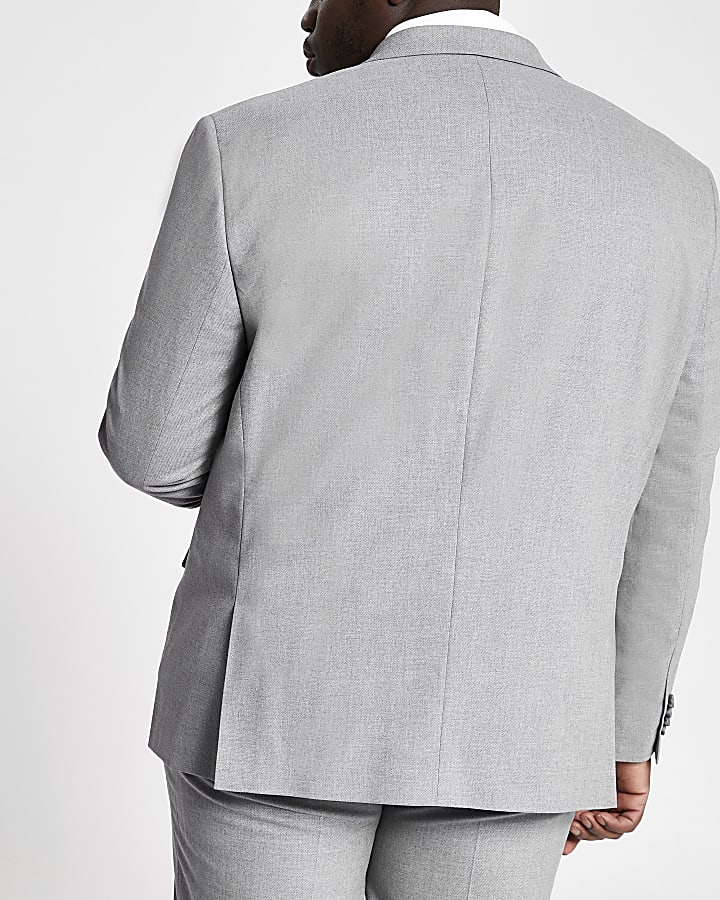 Big and Tall grey skinny fit suit jacket