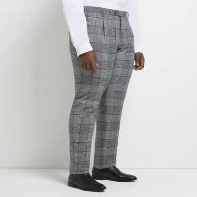 grey plaid trousers mens